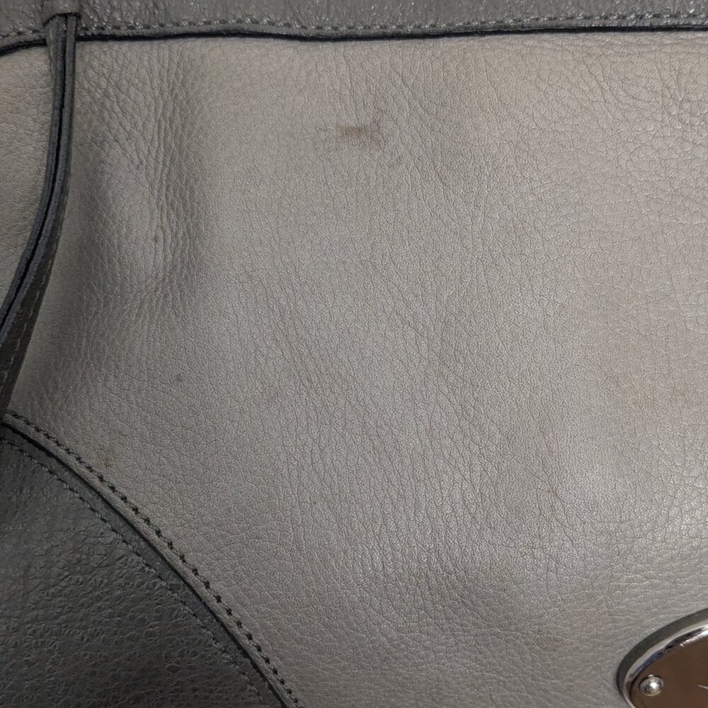 2000s Mulberry Gray Leather Large 2-Way Bag Shoulder Bag Top Handle Bag - Picture 10 of 16